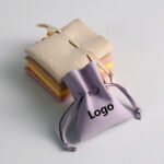 Microfiber like leather velvet drawstring pouch bag - 图片 2