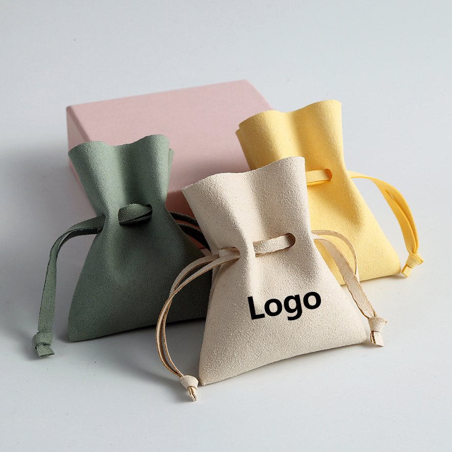 2 Microfiber like leather velvet drawstring pouch bag - 图片 1