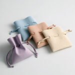 Microfiber like leather velvet drawstring pouch bag - 图片 3