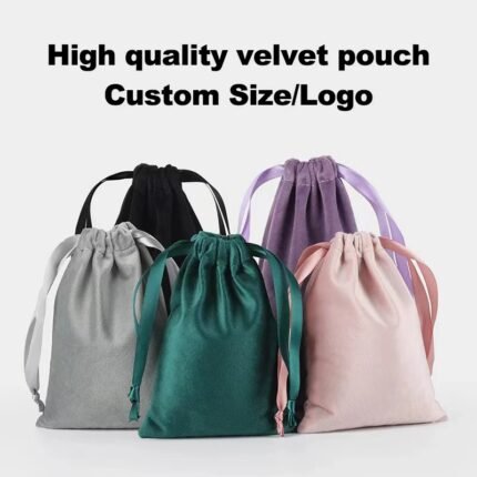 Velvet drawstring pouch bag